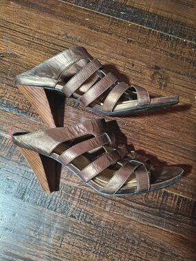 First Sandals Metallic Brown Strappy High-Heel